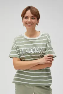 Bluza w paski z napisem oliwkowa