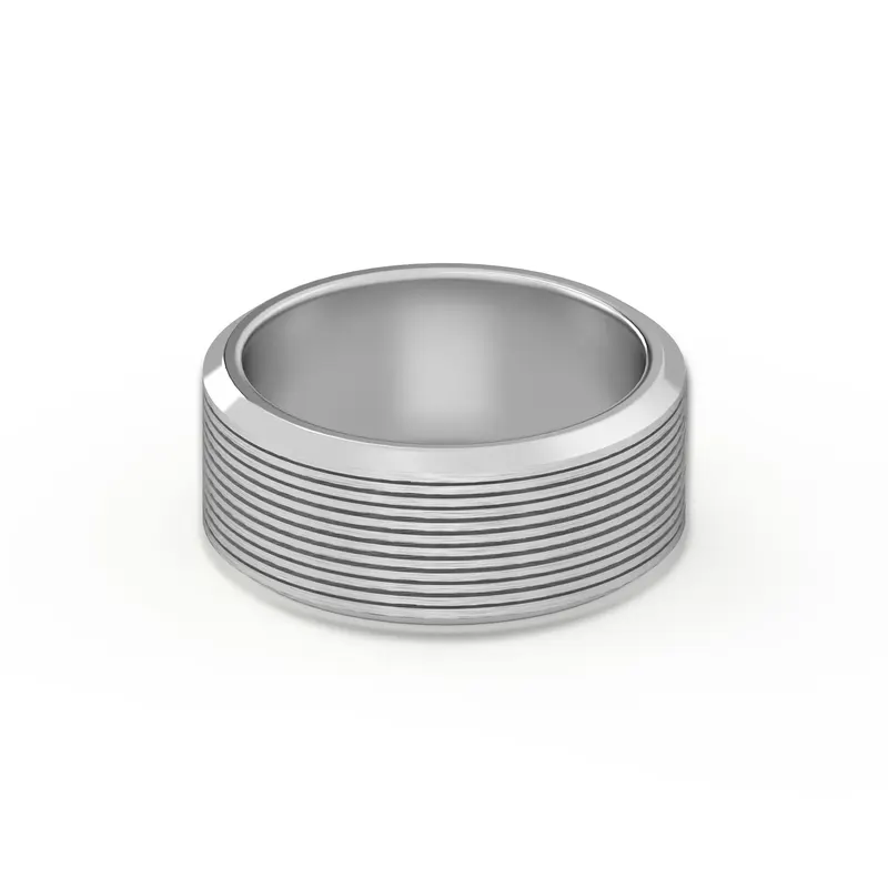 Teksturowana Obrączka Ślubna Edge Satin Finish 585 Białe Złoto (14K) 8 MM
