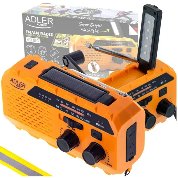 RADIO PRZENOŚNE NA KORBKĘ KUCHENNE SOLARNE DYNAMO LATARKA POWERBANK LATARKA