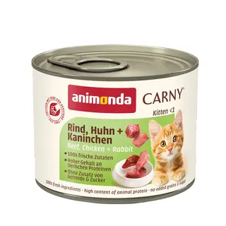 animonda Carny Kitten, 12 x 200 g - Wołowina, kurczak i królik