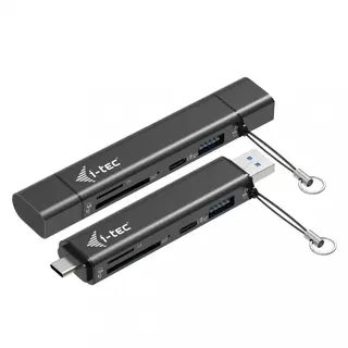 i-tec Czytnik kart USB-C/USB-A Dongle SD TF 2xUSB