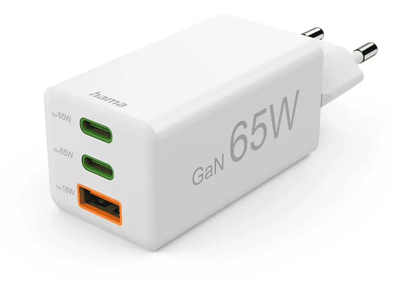 Ładowarka sieciowa HAMA 65W PD USB-C USB-A Biały