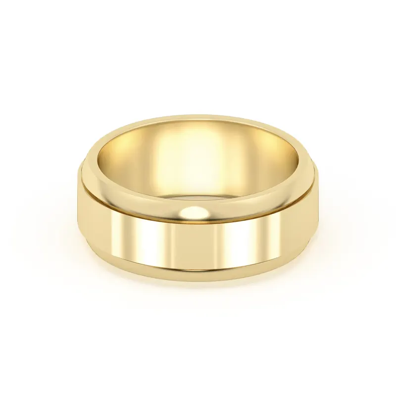 Raised Edge Channel High Polish Obrączka Ślubna 585 Żółte Złoto (14K) 7 MM