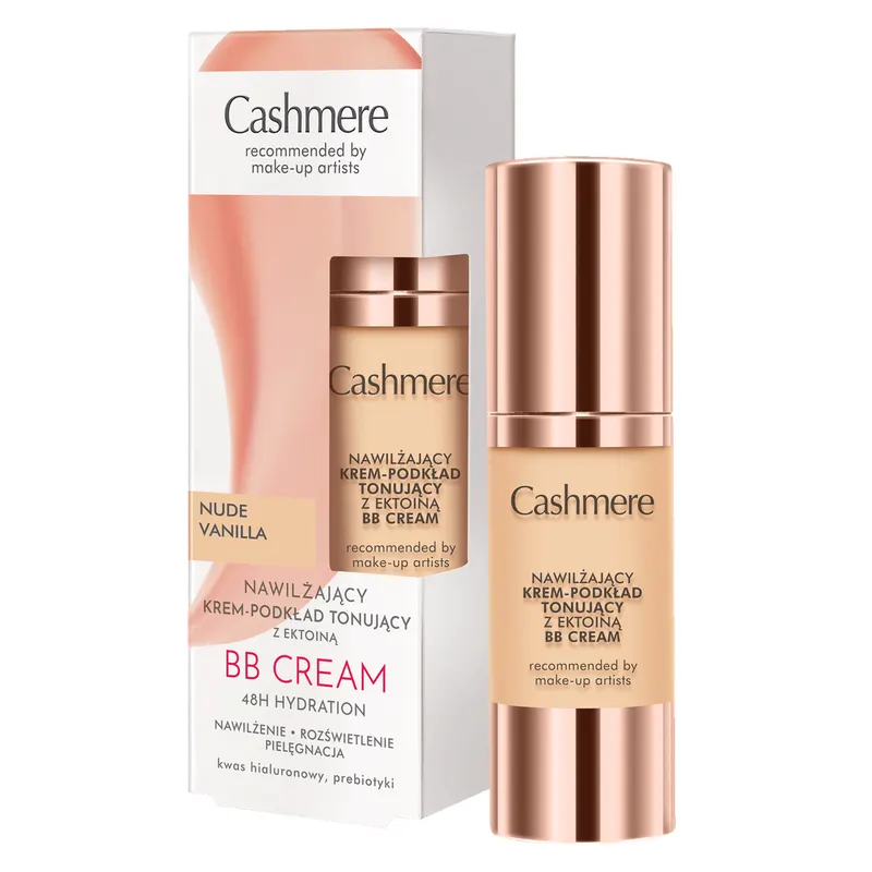 Cashmere BB Nude Vanilla nawilżający krem-podkład tonujący z ektoiną, kwasem hialuronowym, prebiotykami, gliceryną i witaminą E 30 ml