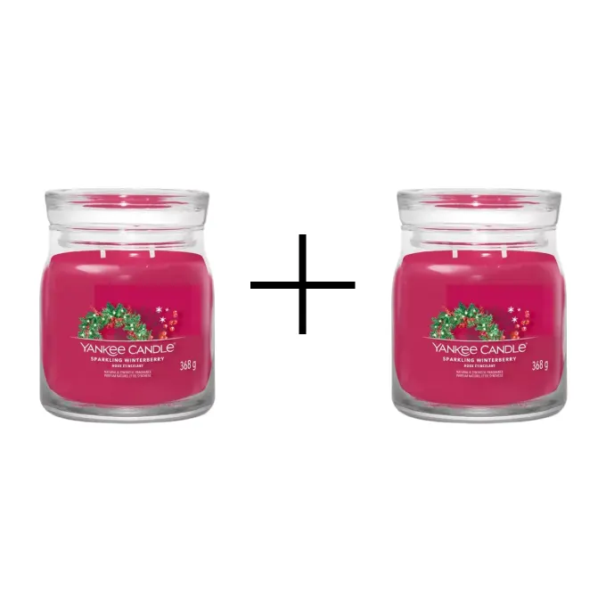 Yankee Candle Signature Świeca w Średnim Słoiku z Dwoma Knotami Sparkling Winterberry 1+1