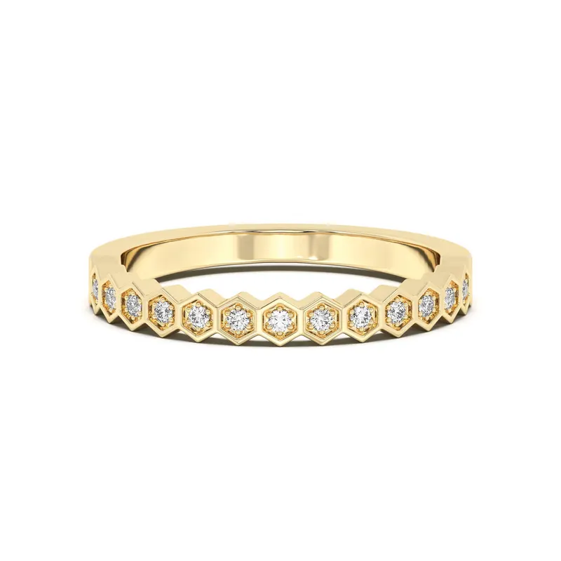 Obrączka Ślubna Hexagon Laboratoryjny Diament 585 Żółte Złoto (14K)