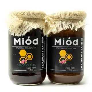 Ciemne wyraziste Miody 2 kg - Spadziowy - Spadź Iglasta i Gryczany
