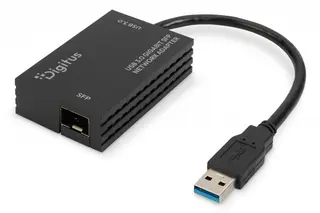 Digitus Karta sieciowa USB 3.0 typ A na Gigabit SFP, adapter światłowodowy 1000 Mb/s, moduł SFP sprzedawany osobno