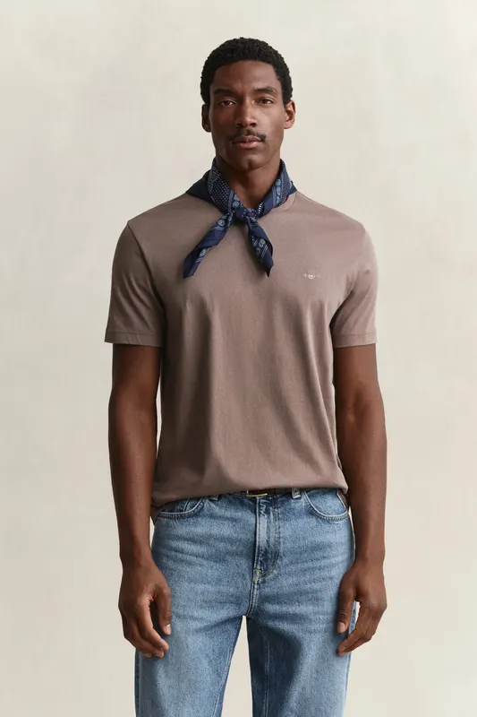 Gant T-Shirt Shield Męski Regular Fit Beżowy