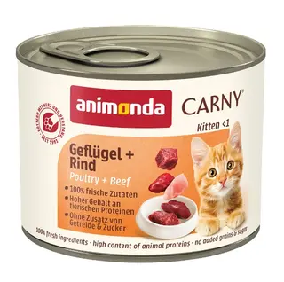 ANIMONDA Carny Kitten smak: drób,wołowina 200g