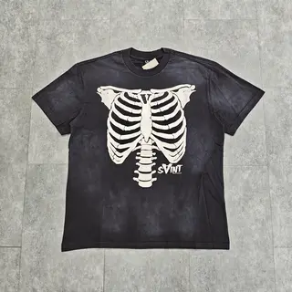 Yao Fashion SAINT OF MICHAEL 25SS Casual Y2k Vintage Retro Tops Tee Skeleton Graphics Streetwear Washed Old T Shirt For Men