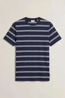 Gant Z Bawełny Pima T-Shirt Męski W Paski Granatowy