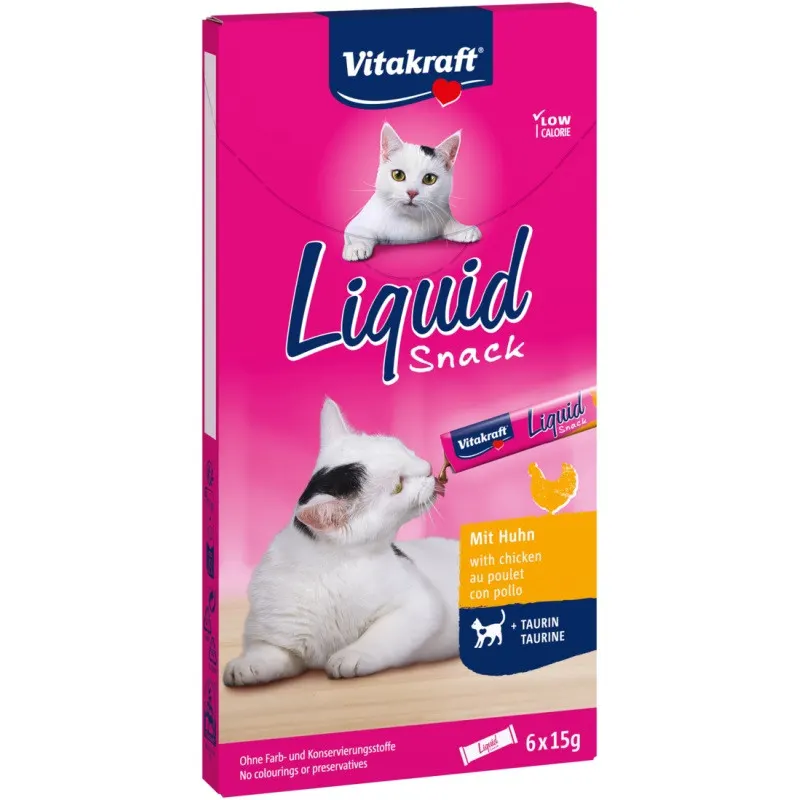 VITAKRAFT Liquid Snack Kurczak - przysmak dla kota - 6 x 15 g