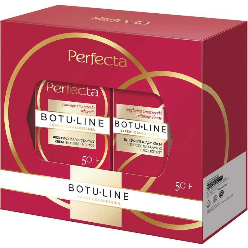 Zestaw Perfecta Botu-line 50+ krem do twarzy na dzień i noc oraz krem pod oczy ze spilantolem, GABA, skwalanem i kwasem hialuronowym 50 ml + 21 ml