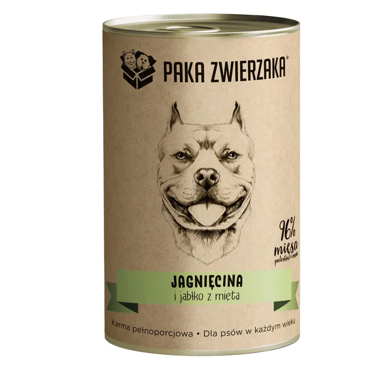 PAKA ZWIERZAKA Jagnięcina i jabłko z miętą - mokra karma dla psa - 400g