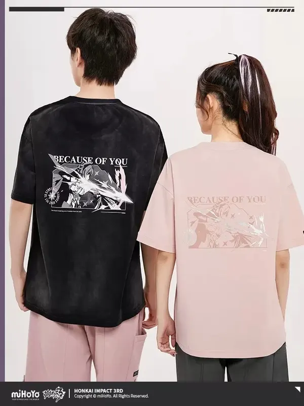 [Genuine] Game Honkai Impact 3RD Elysia Because of You Story Theme T-shirt Cosplay Costume Anime Character Tops Halloween Gifts