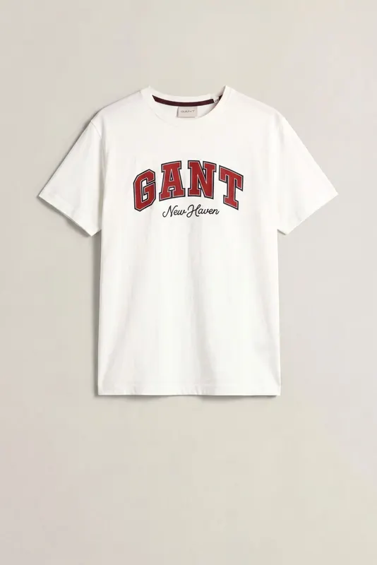 Gant T-Shirt Męski Z Nadrukiem Beżowy