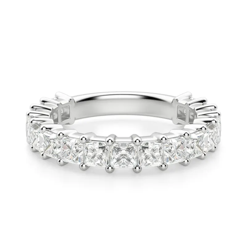 Obrączka Ślubna Half Eternity Księżniczka 2.75 mm Laboratoryjny Diament 585 Białe Złoto (14K)