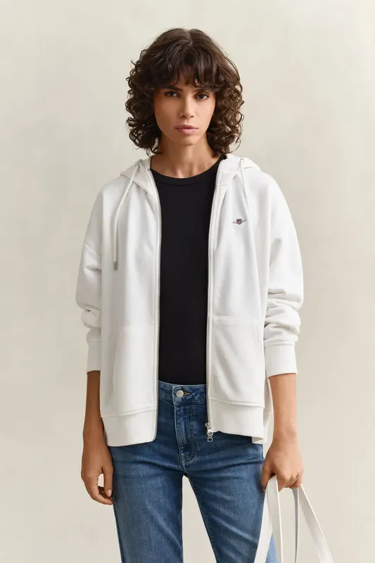 Gant Bluza Damska Z Kapturem Relaxed Fit Biała