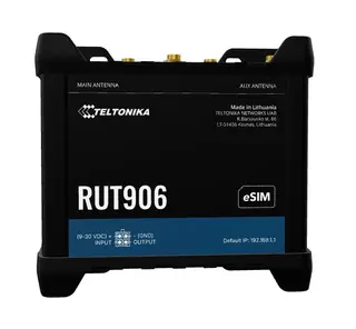 TELTONIKA Router RUT906 4G LTE RS232/RS485, 4G LTE (Cat 4), 3G, 2G, DUAL SIM, RS232/RS485, GNSS, NTRIP