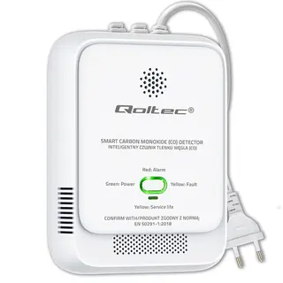 Qoltec Czujnik tlenku węgla (czadu) | detektor CO | alarm 85dB | LED
