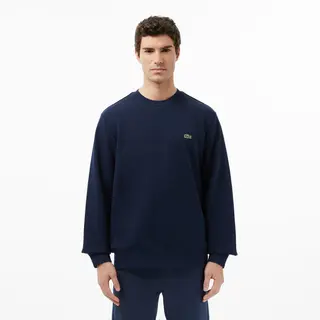 Lacoste Bluza Z Polaru Z Okrągłym Dekoltem Granatowa Męskie Granatowy