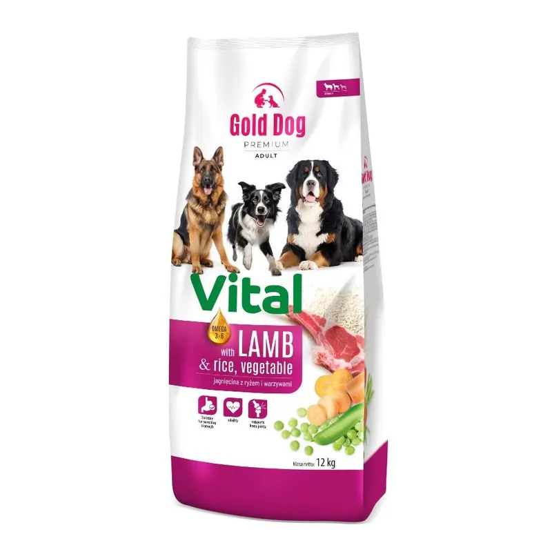 GOLD DOG Premium Vital Jagnięcina i ryż  - sucha karma dla psa - 12kg