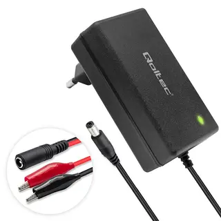 Qoltec Ładowarka do akumulatora AGM GEL | Prostownik 12V | 2A | 24W | 5.5x2.1 | kabel 1.8m