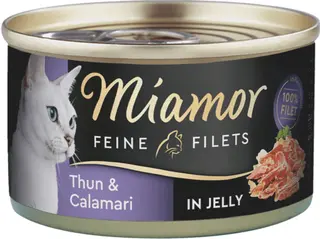 MIAMOR Feine Filets - filety mięsne tuńczyk z kalmarem - mokra karma dla kota - 100g