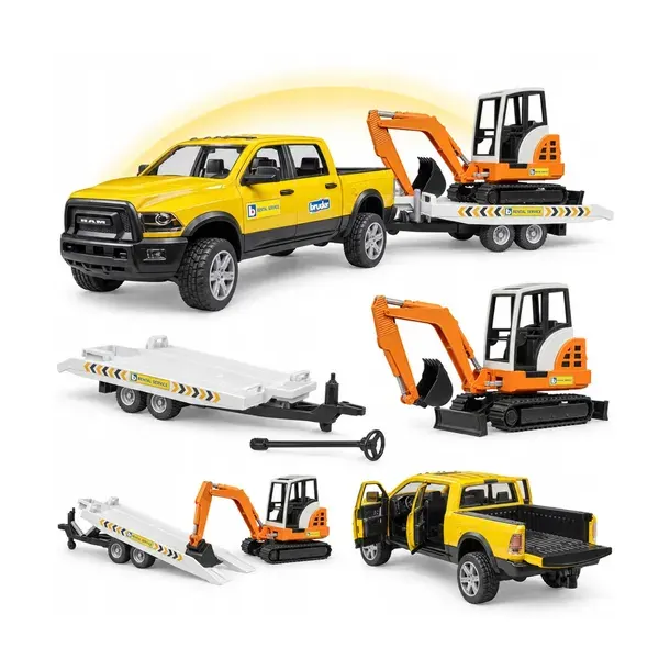 Bruder 02546 RAM Power Wagon z przyczepą i minikoparką skala 1:16 zabawka