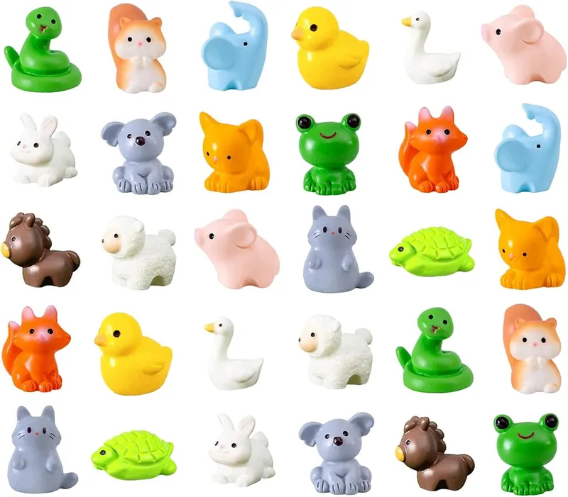 Mini figurki zwierząt z żywicy 30 szt. figurki zwierząt do dekoracji DIY