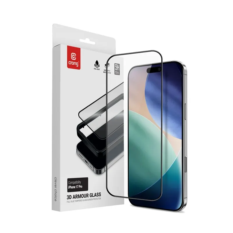 CRONG 3D Armour Glass - Szkło hartowane iPhone 18 Pro / 17 Pro + ramka instalacyjna