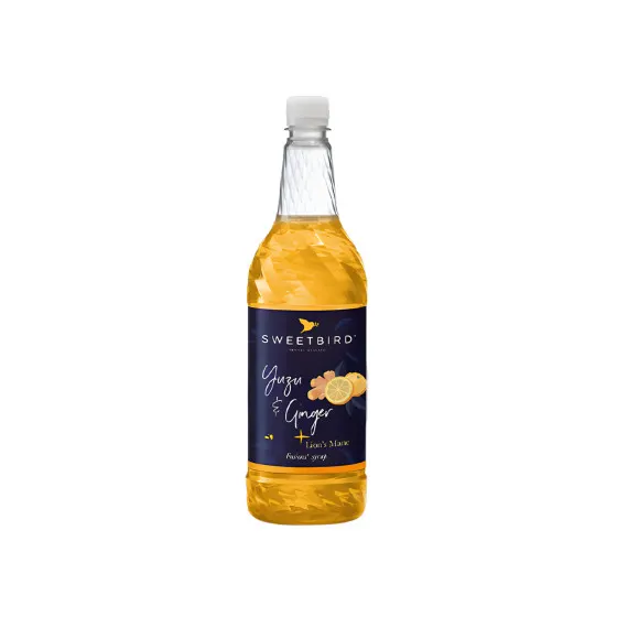 Syrop Sweetbird Fusions+ Yuzu & Ginger z soplówką jeżowatą do napojów mrożonych, 1 l
