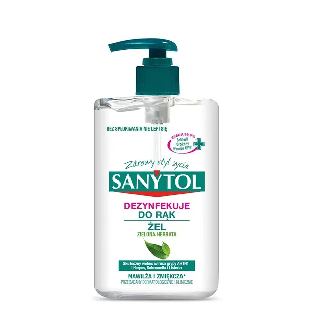 Żel do dezynfekcji rąk SANYTOL Zielona herbata 250 ml