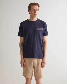 Gant T-Shirt Męski Z Okrągłym Kołnierzykiem Regular Fit Granatowy