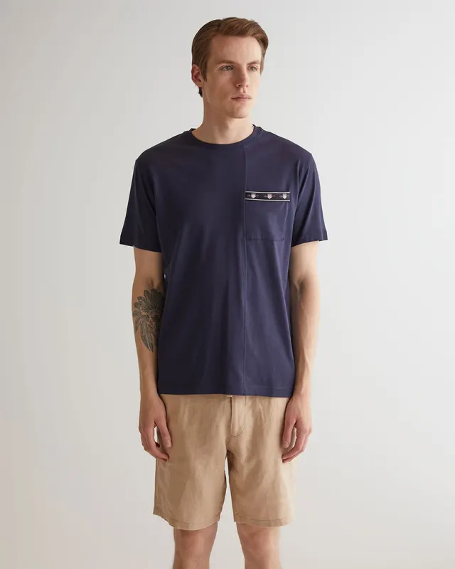 Gant T-Shirt Męski Z Okrągłym Kołnierzykiem Regular Fit Granatowy