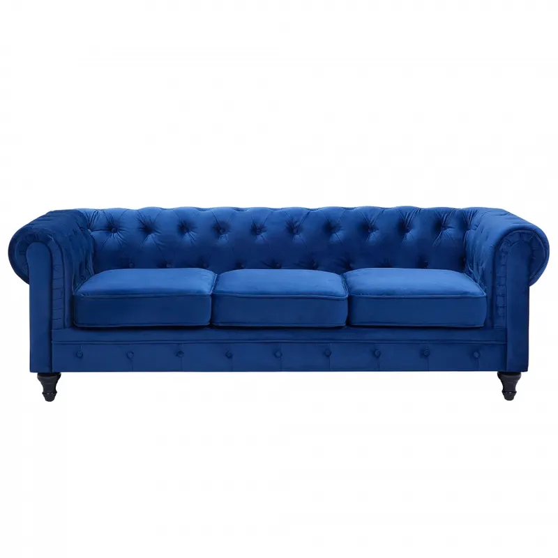 Sofa trzyosobowa welwet granatowa Vento