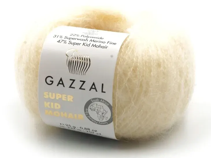 Włóczka Super Kid mohair Gazzal kolor 64408 ecru