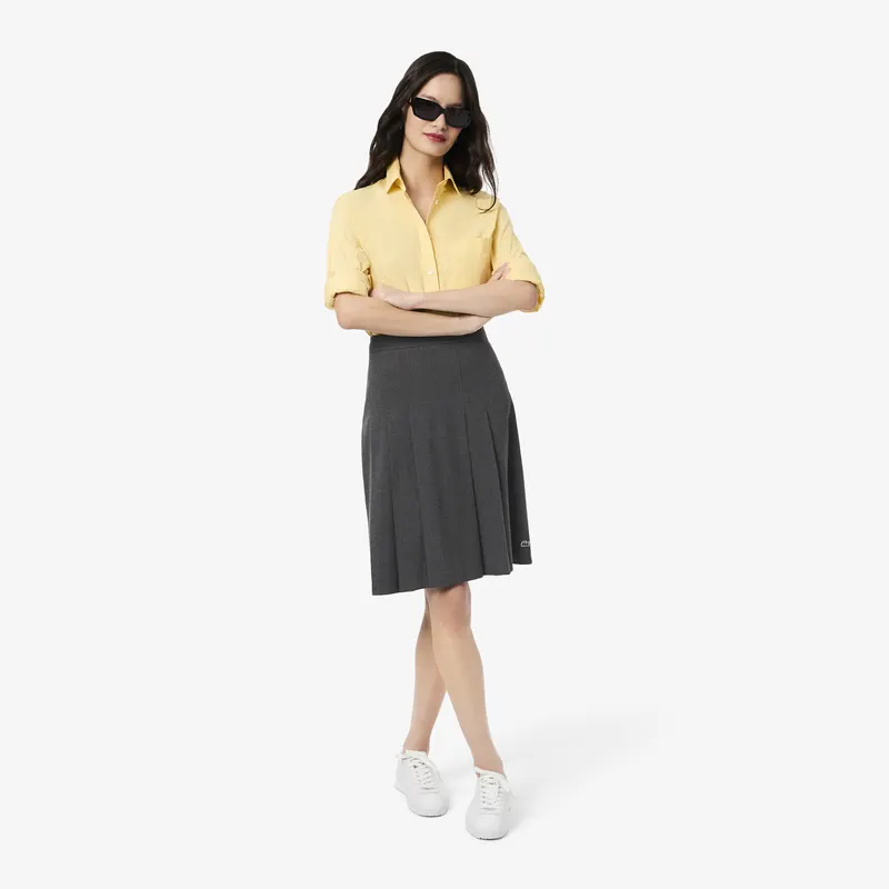 Lacoste Plisowana Flanelowa Spódnica Midi