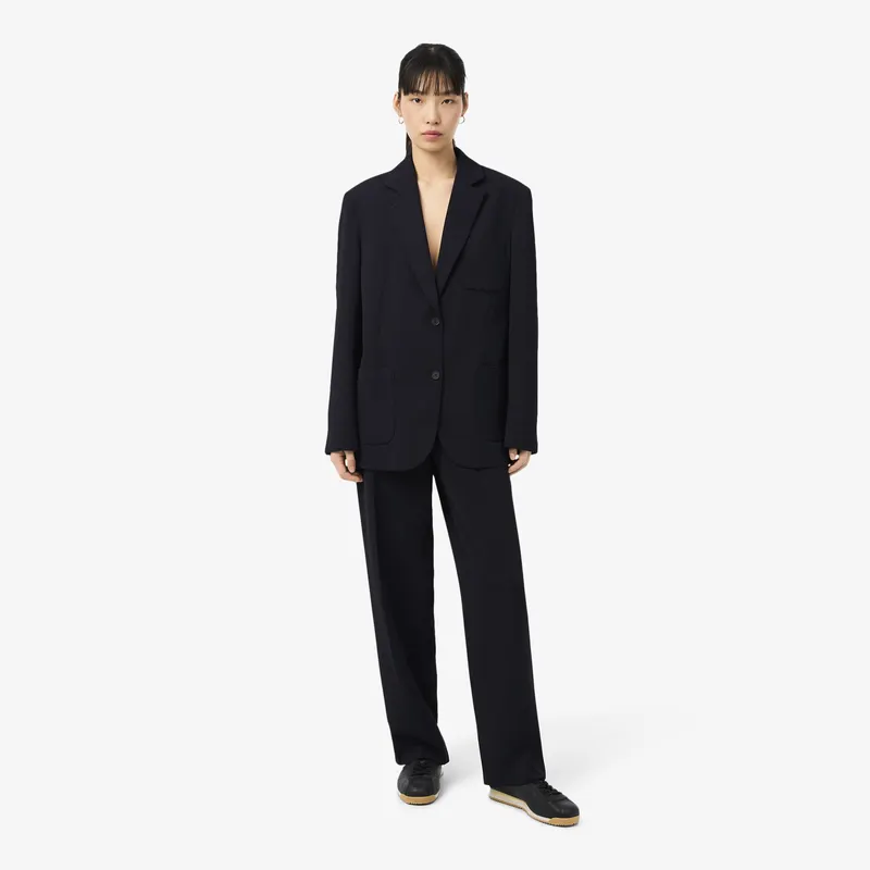Lacoste Spodnie Damskie Oversize Granatowe Granatowy