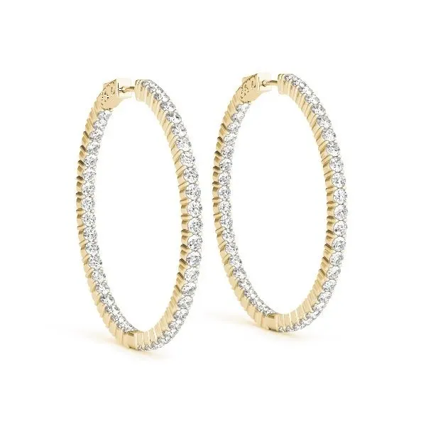 Inside-Out 30 mm Kolczyki Koła Shared Prong 4.40 krt Diament Laboratoryjny 585 Żółte Złoto (14K)
