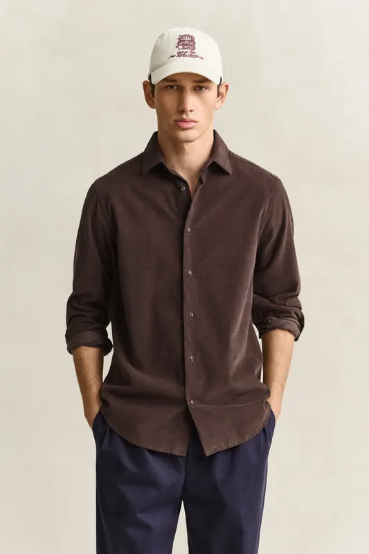 Gant Koszula Męska Regular Fit Brązowa