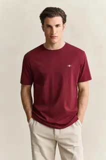 Gant T-Shirt Shield Męski Regular Fit Bordowy
