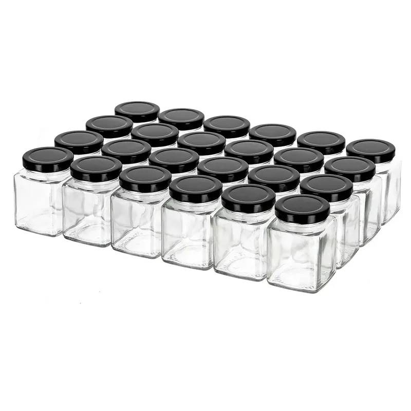 Pojemniki na przyprawy 24 szt. szklane słoiczki 100 ml z 48 etykietami do kuchni