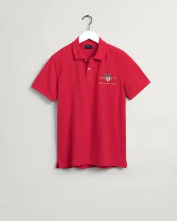 Gant Męska Czerwona Koszulka Polo Z Logo O Regularnym Kroju