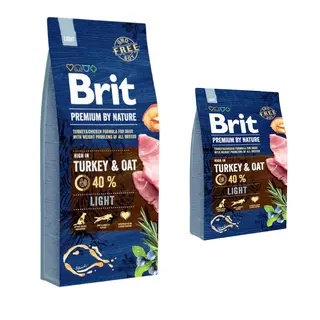 15 + 3 kg gratis! Brit Premium By Nature, karma sucha, 18 kg - Light