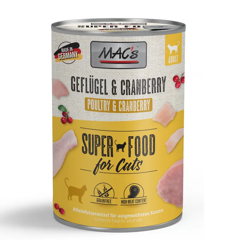MAC’s Cat karma dla kota, 6 x 400 g - Drób i żurawina