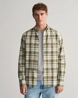 Gant Koszula Męska W Kratkę Z Długim Rękawem Regular Fit Zielona