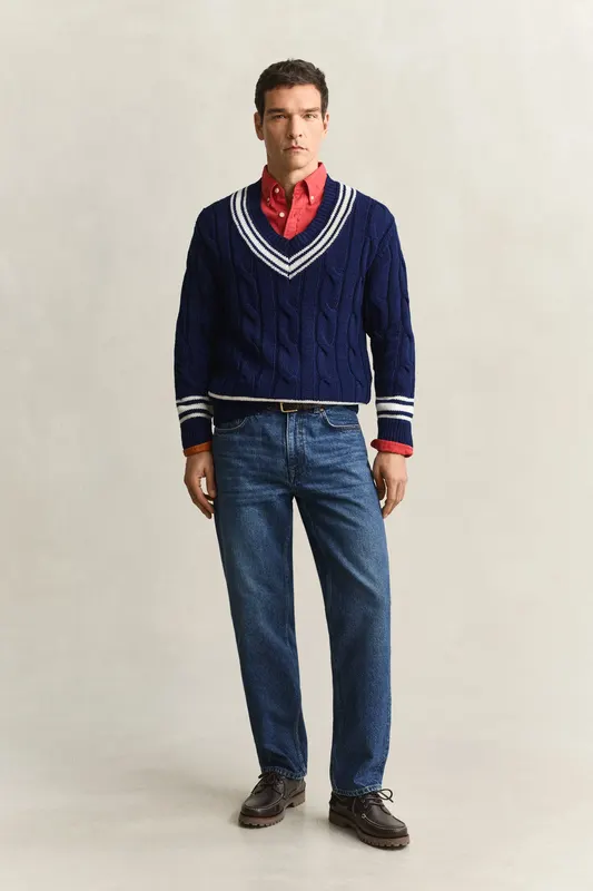 Gant Jeansy Męskie Straight Fit Niebieskie