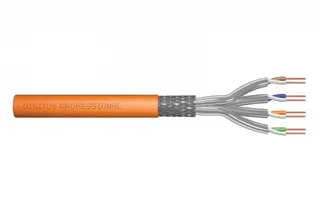 Digitus Kabel teleinformatyczny instalacyjny kat.7, S/FTP, Dca, drut, AWG 23/1, LSOH, 50m, pomarańczowy